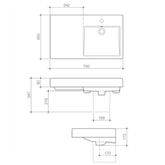 Liano Nexus 750 Wall Caroma Basin  Lh 1Th